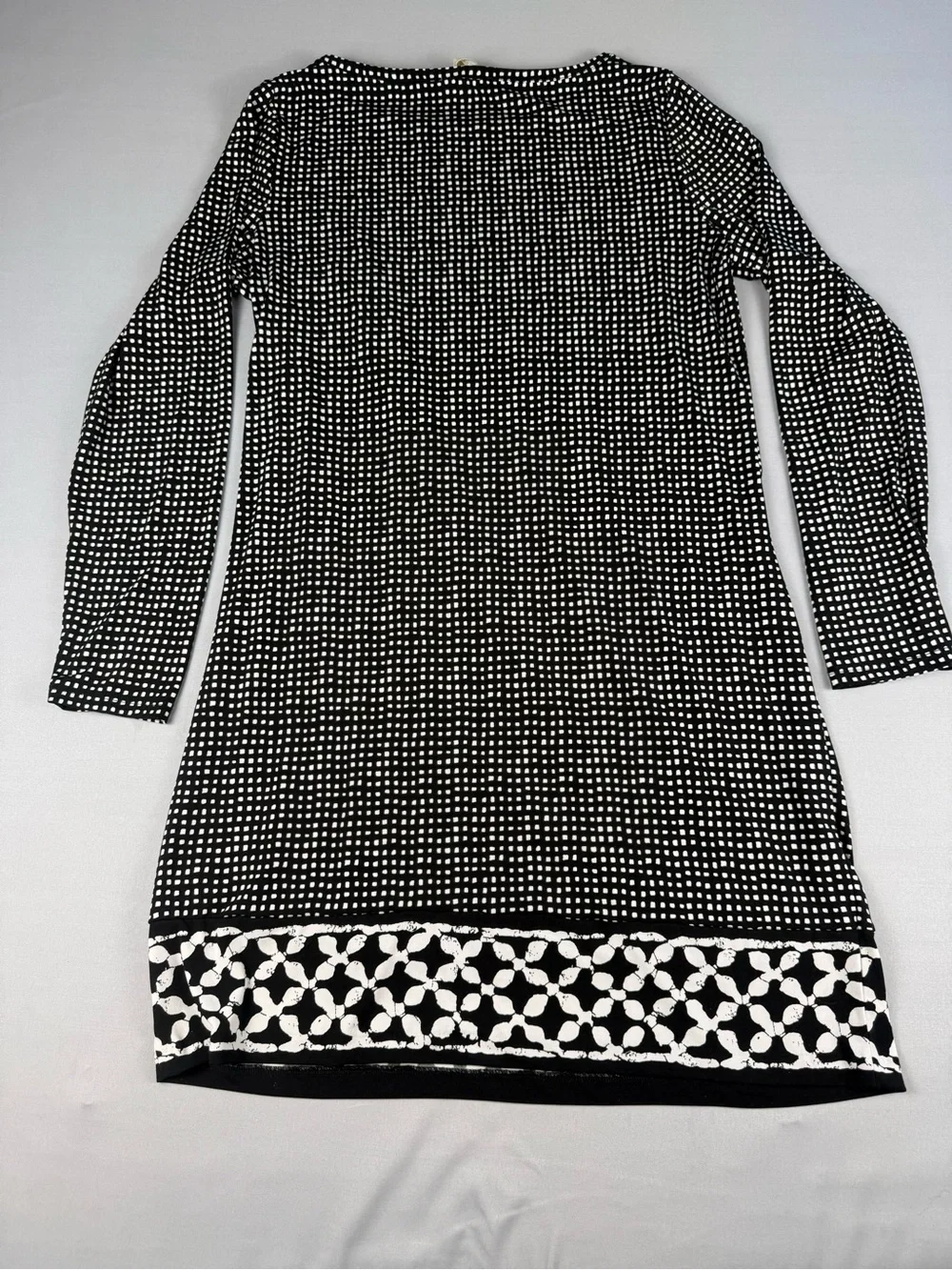 MICHAEL Michael Kors Black White Geometric Long Sleeve Dress L